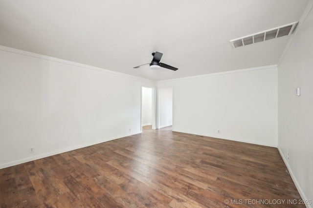 1109 S Division St, Sapulpa, OK 74066 - unfurnished room featuring a ceiling fan, ornamental molding, hardwood / wood-style floors, and visible vents
