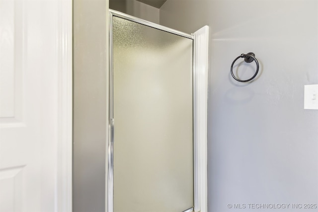 bathroom featuring a stall shower