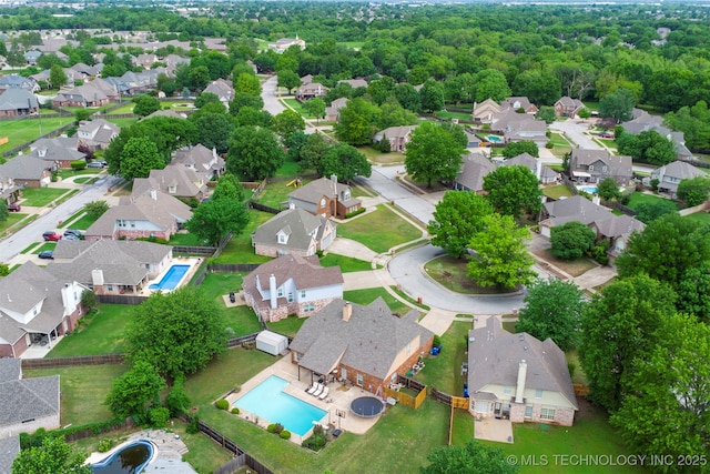 bird's eye view featuring a residential view