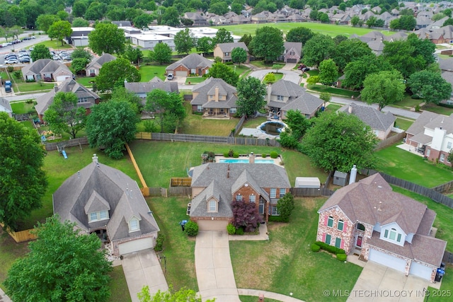 aerial view with a residential view