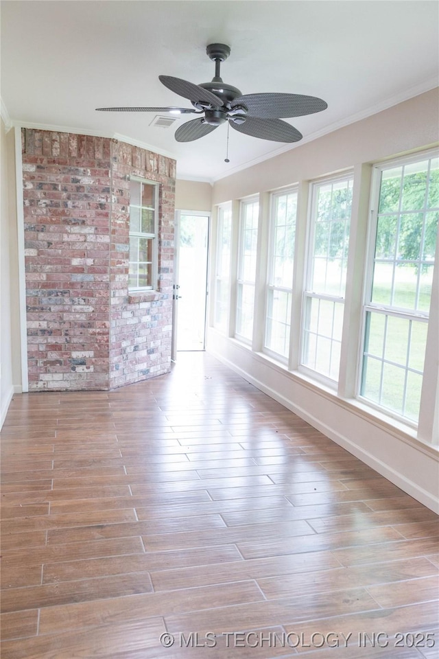 view of unfurnished sunroom