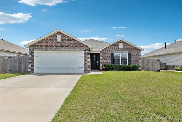 1219 E Richmond St, Broken Arrow, OK 74012 - ranch-style home featuring a front lawn, brick siding, an attached garage, and fence