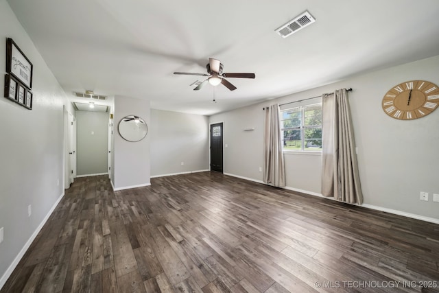 9553 W 71st St S, Tulsa, OK 74131 - unfurnished room featuring ceiling fan, attic access, visible vents, and wood finished floors