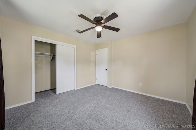 9553 W 71st St S, Tulsa, OK 74131 - unfurnished bedroom with a ceiling fan, carpet floors, baseboards, and a closet