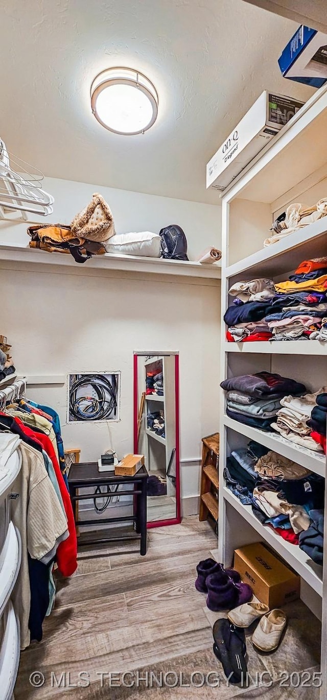 spacious closet with wood finished floors