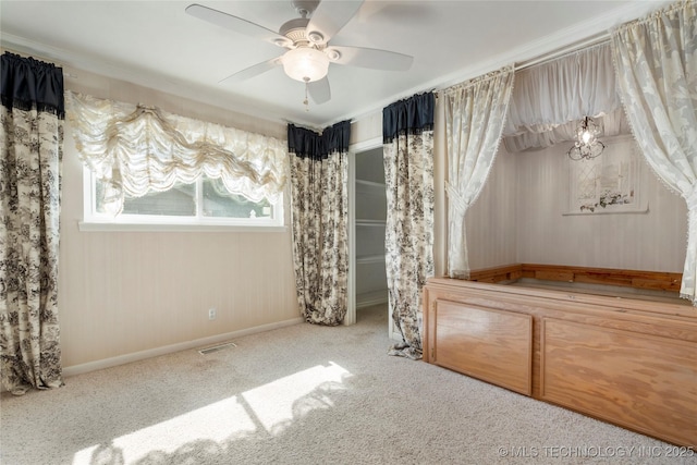 1022 W E St, Jenks, OK 74037 - unfurnished bedroom with carpet, baseboards, a ceiling fan, and crown molding