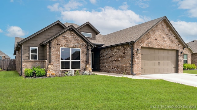 5113 S Walnut Creek Dr, Sand Springs, OK 74063 - view of front of home featuring brick siding, a garage, a shingled roof, and driveway