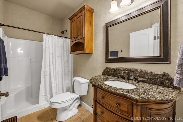 2501 Forest Ridge Parkway, Claremore, OK 74017 - full bathroom with tile patterned flooring, toilet, vanity, and curtained shower