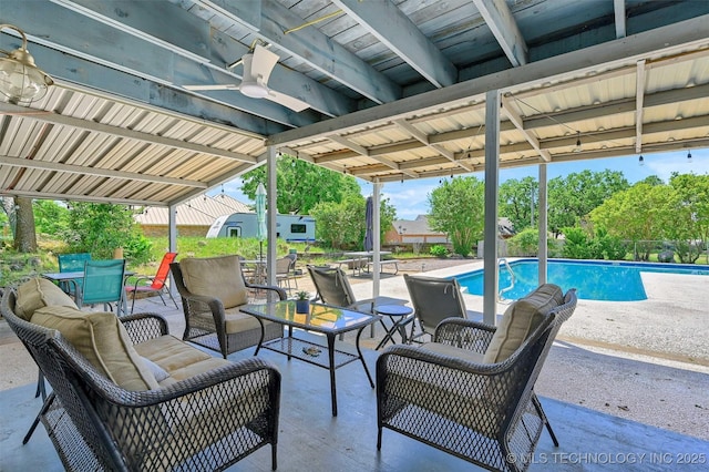 7626 Whispering Way, Kingston, OK 73439 - view of patio featuring an outdoor pool and outdoor dining space