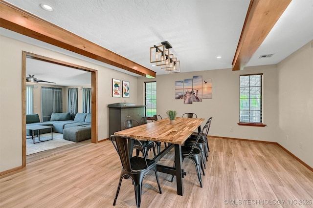 7626 Whispering Way, Kingston, OK 73439 - dining area with baseboards, a wealth of natural light, and visible vents