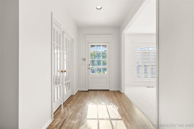 9624 S 68th E Ave, Tulsa, OK 74133 - entryway featuring baseboards, french doors, recessed lighting, and wood finished floors