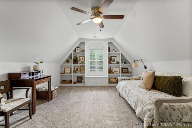 6811 S Sycamore Pl, Broken Arrow, OK 74011 - carpeted bedroom with lofted ceiling and ceiling fan