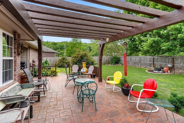 view of patio / terrace featuring a pergola