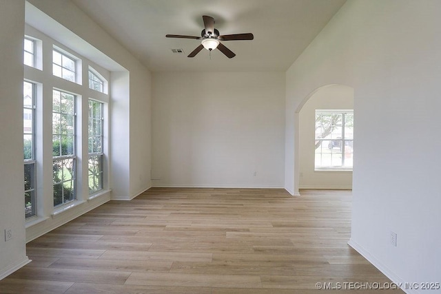 3934 S 199th E Ave, Broken Arrow, OK 74014 - spare room with plenty of natural light, light wood finished floors, and a ceiling fan