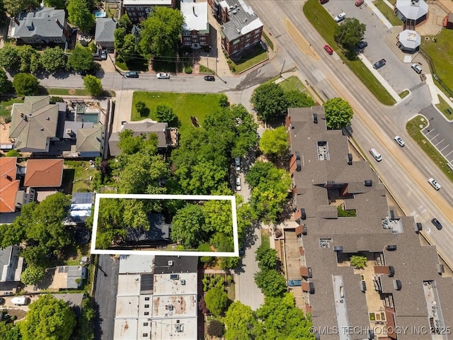 drone / aerial view with a residential view