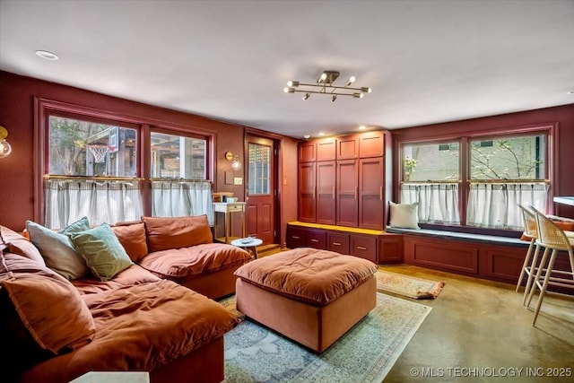 living area with light colored carpet