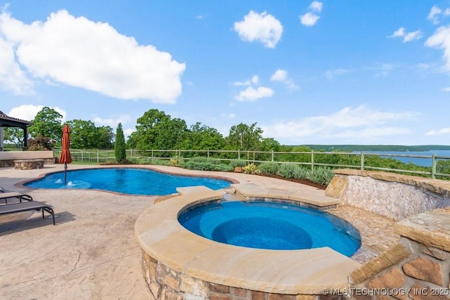 9639 Horizon Cir, Sperry, OK 74073 - view of pool with an in ground hot tub, fence, a patio, and a fenced in pool