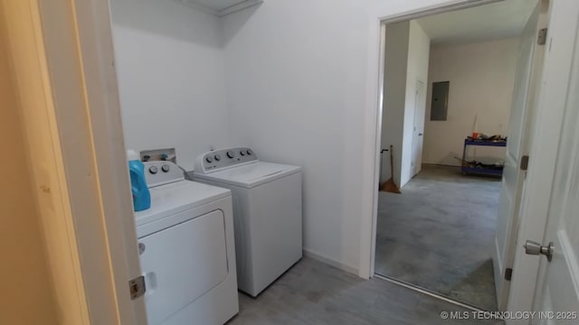 21316 County Road 502, Colcord, OK 74338 - laundry area featuring electric panel, laundry area, and washer and dryer