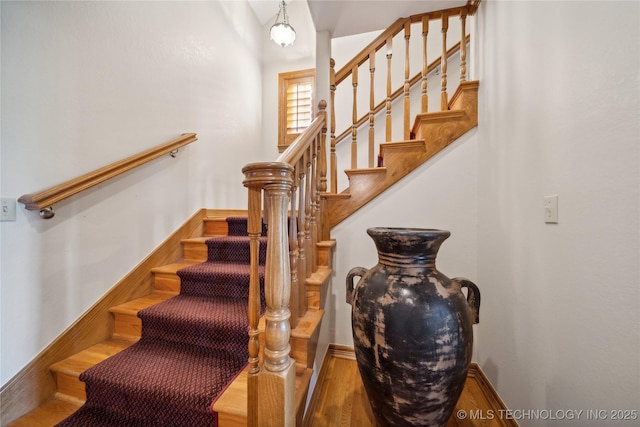 5263 Oak Leaf Dr, Tulsa, OK 74131 - staircase with wood finished floors