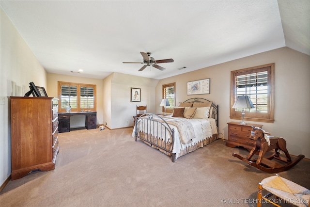 5263 Oak Leaf Dr, Tulsa, OK 74131 - bedroom featuring multiple windows, light carpet, baseboards, and a ceiling fan