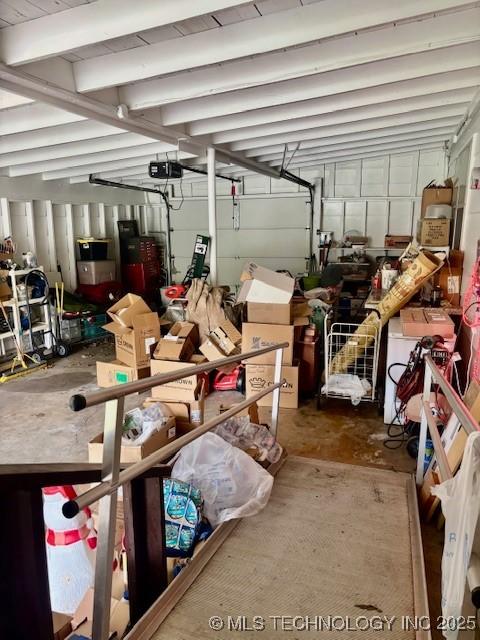 garage with a garage door opener