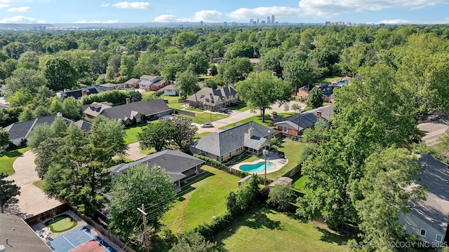 4031 S Birmingham Ave, Tulsa, OK 74105 - aerial view of property and surrounding area featuring a pool and nearby suburban area
