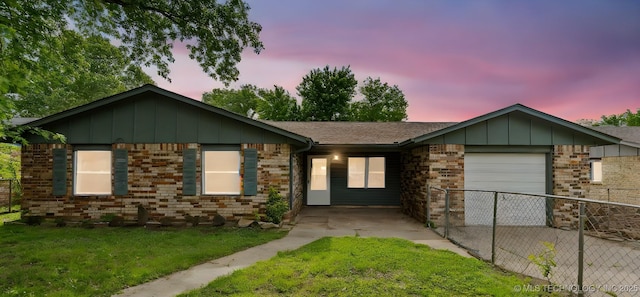 120 Quail Dr, Pryor, OK 74361 - ranch-style home with an attached garage, driveway, brick siding, and board and batten siding