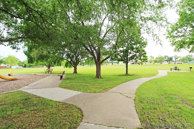view of property's community with a yard