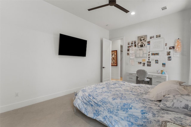 6038 E 119th Pl, Tulsa, OK 74137 - bedroom featuring carpet flooring, recessed lighting, and a ceiling fan