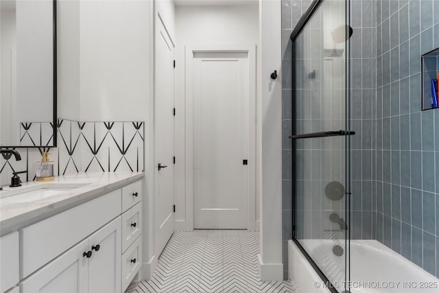 6038 E 119th Pl, Tulsa, OK 74137 - bathroom with vanity and shower / bath combination with glass door