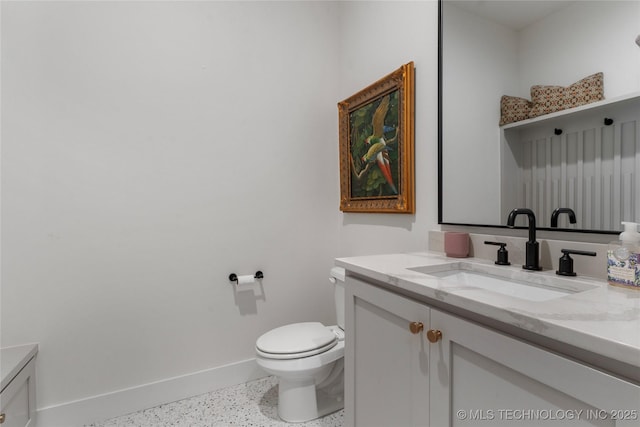 6038 E 119th Pl, Tulsa, OK 74137 - half bath with speckle patterned floor and vanity