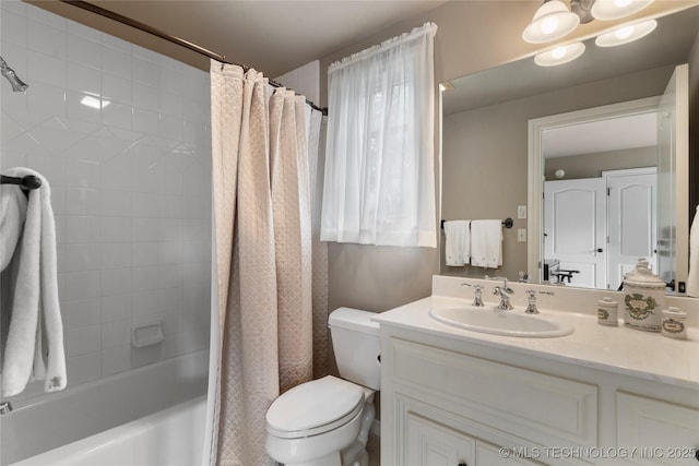 11616 S Hudson Ct, Tulsa, OK 74137 - full bathroom with toilet, vanity, and shower / bath combination with curtain