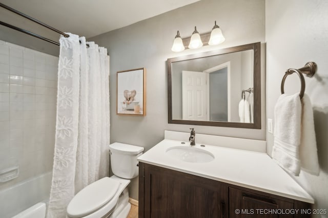 4719 S 194th E Ave, Broken Arrow, OK 74014 - bathroom featuring toilet, vanity, and shower / tub combo with curtain
