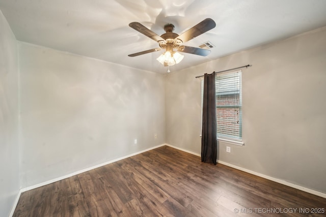 4719 S 194th E Ave, Broken Arrow, OK 74014 - unfurnished room with dark wood-type flooring, baseboards, and a ceiling fan
