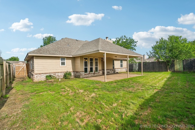 4719 S 194th E Ave, Broken Arrow, OK 74014 - rear view of property with a patio, brick siding, and roof with shingles