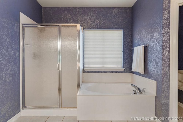 8531 S 70th E Ave, Tulsa, OK 74133 - bathroom featuring a stall shower, a garden tub, and tile patterned floors