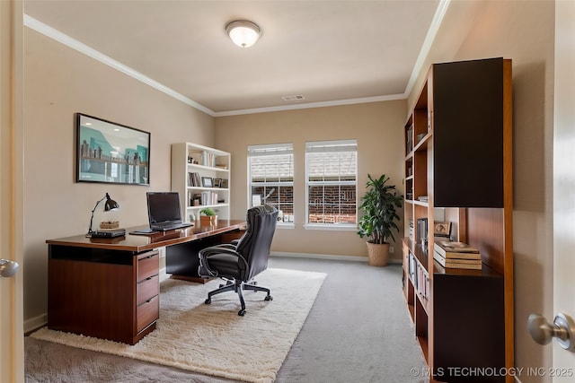 8531 S 70th E Ave, Tulsa, OK 74133 - office area with light carpet, crown molding, and baseboards