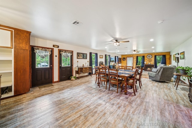 6019 E 620th Rd W, Locust Grove, OK 74352 - dining area with light wood-type flooring, plenty of natural light, recessed lighting, and a ceiling fan