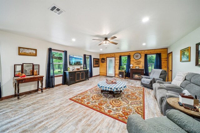 6019 E 620th Rd W, Locust Grove, OK 74352 - living area featuring recessed lighting, plenty of natural light, light wood finished floors, and baseboards