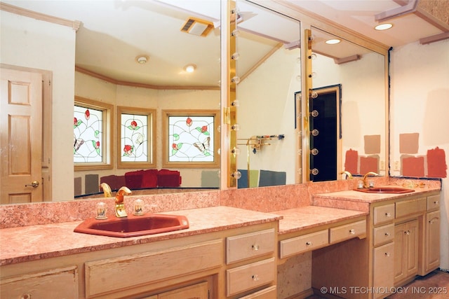 5941 E 87th St, Tulsa, OK 74133 - full bath featuring double vanity and ornamental molding
