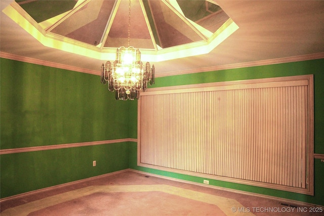 5941 E 87th St, Tulsa, OK 74133 - carpeted empty room with a chandelier and crown molding