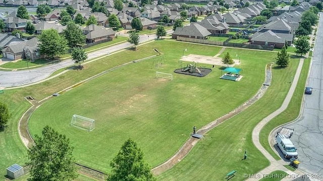 aerial view of residential area with a recreational park