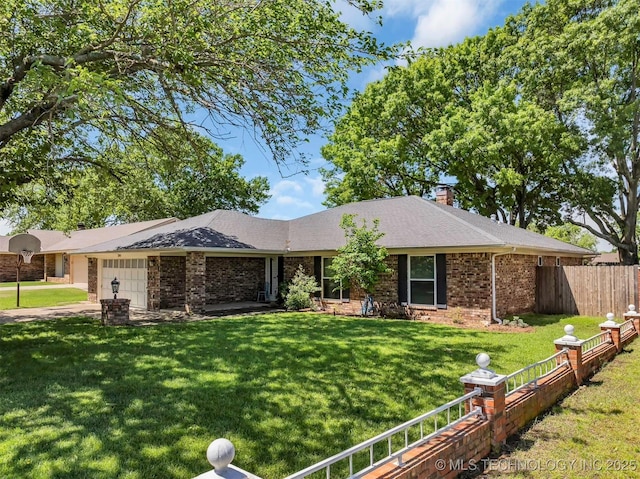 1205 Beaverly, Ardmore, OK 73401 - single story home with brick siding, a garage, a chimney, and a shingled roof