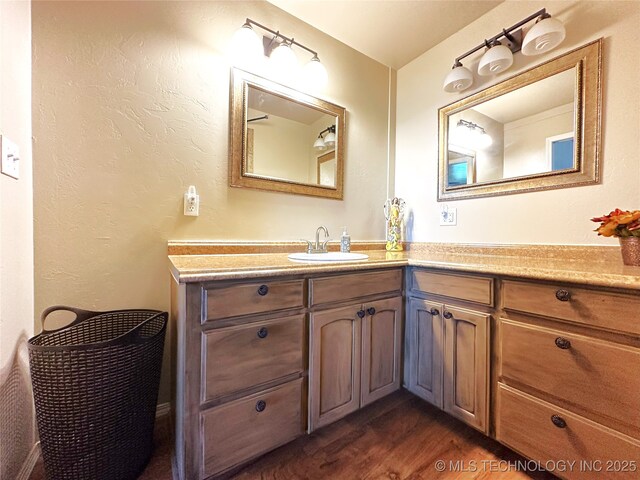 114537 Spring Creek Rd, Eufaula, OK 74432 - bathroom with vanity and wood finished floors