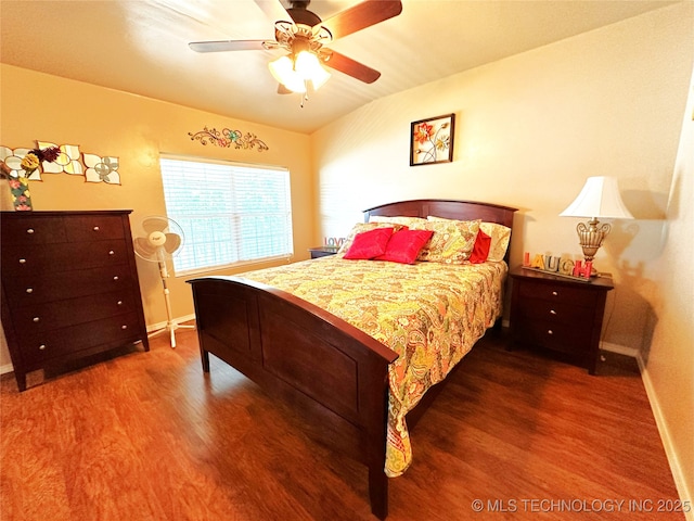 114537 Spring Creek Rd, Eufaula, OK 74432 - bedroom with baseboards, wood finished floors, and a ceiling fan