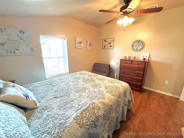 114537 Spring Creek Rd, Eufaula, OK 74432 - bedroom featuring lofted ceiling, a ceiling fan, baseboards, and carpet