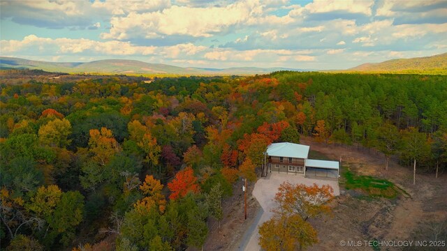 174550 N 4430th Rd N, Nashoba, OK 74558 - aerial view of property and surrounding area with a forest and mountains