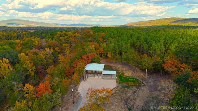 174550 N 4430th Rd N, Nashoba, OK 74558 - view from above of property with a heavily wooded area and mountains