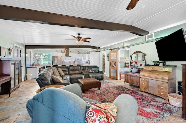 17983 Nuttin Ln, Madill, OK 73446 - living area with ceiling fan