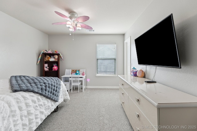 9401 N 95th E Pl, Owasso, OK 74055 - bedroom featuring light colored carpet, baseboards, and ceiling fan